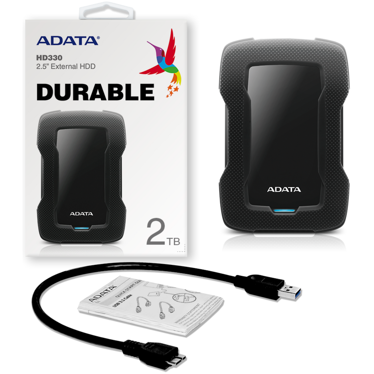 AHV300-2TU31-CBK Adata HD330-2TU31-CBK 2TB USB 3.1 Hard Drive Slim Color Negro