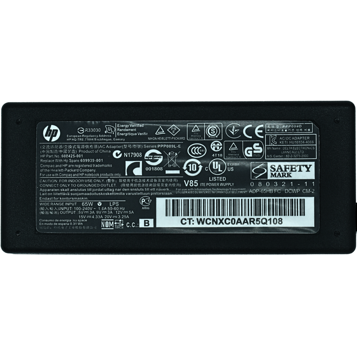 AO-HP65WCR Adaptador Original 65W para HP 20V 3.25A TIPO C / USB C TPN-CA06 (RECTANGULAR)