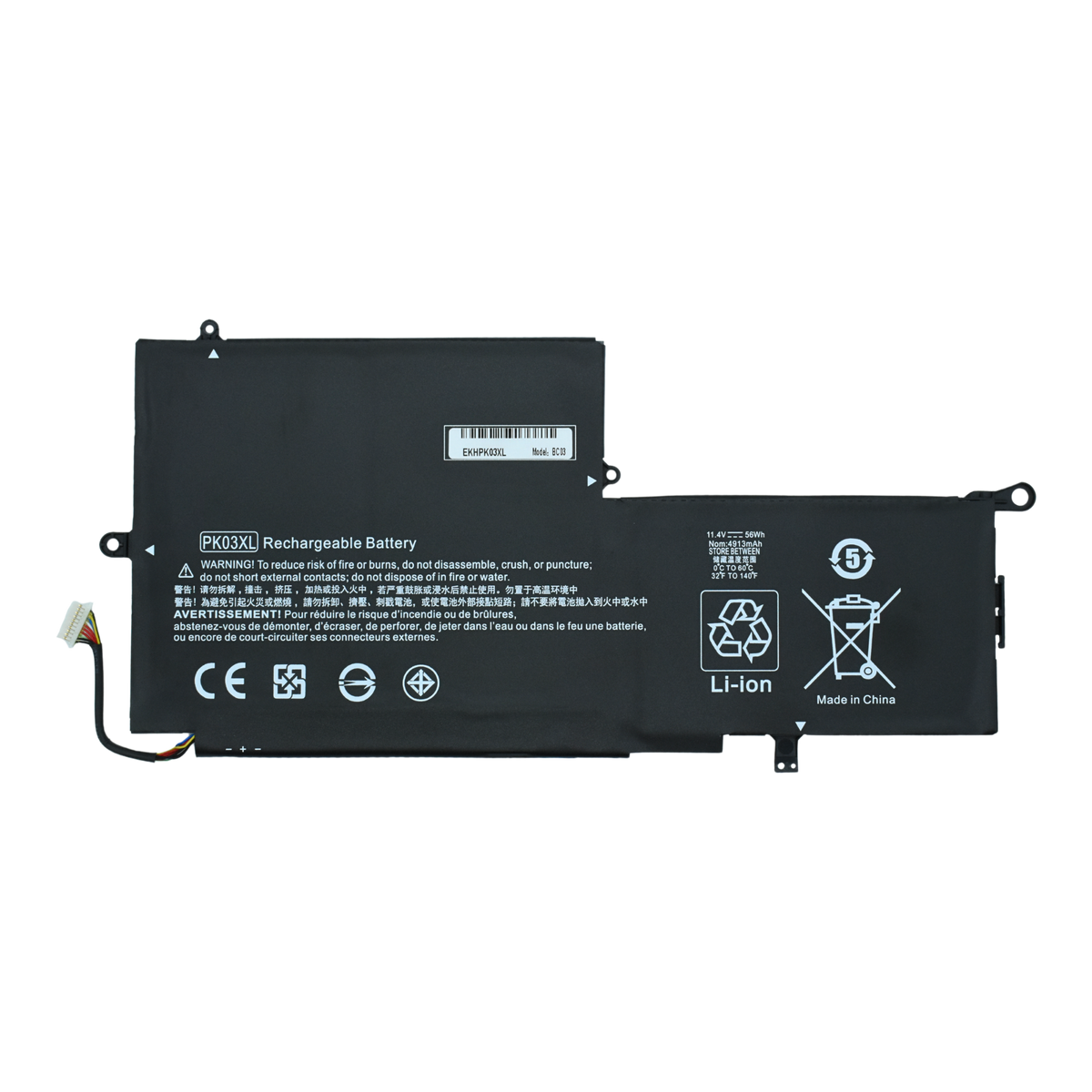 EKHPK03XL Bateria 11.4V para HP Spectre X360 13-4002dx 13-4003dx 13-4005dx 13-4001dx 13-4100dx 13-4101dx 13-4102dx 13-4103dx 13-4110dx 13-4116dx 13-4193dx 13-4125nr 13t-4000 PK03XL - Tecnología AltérCo