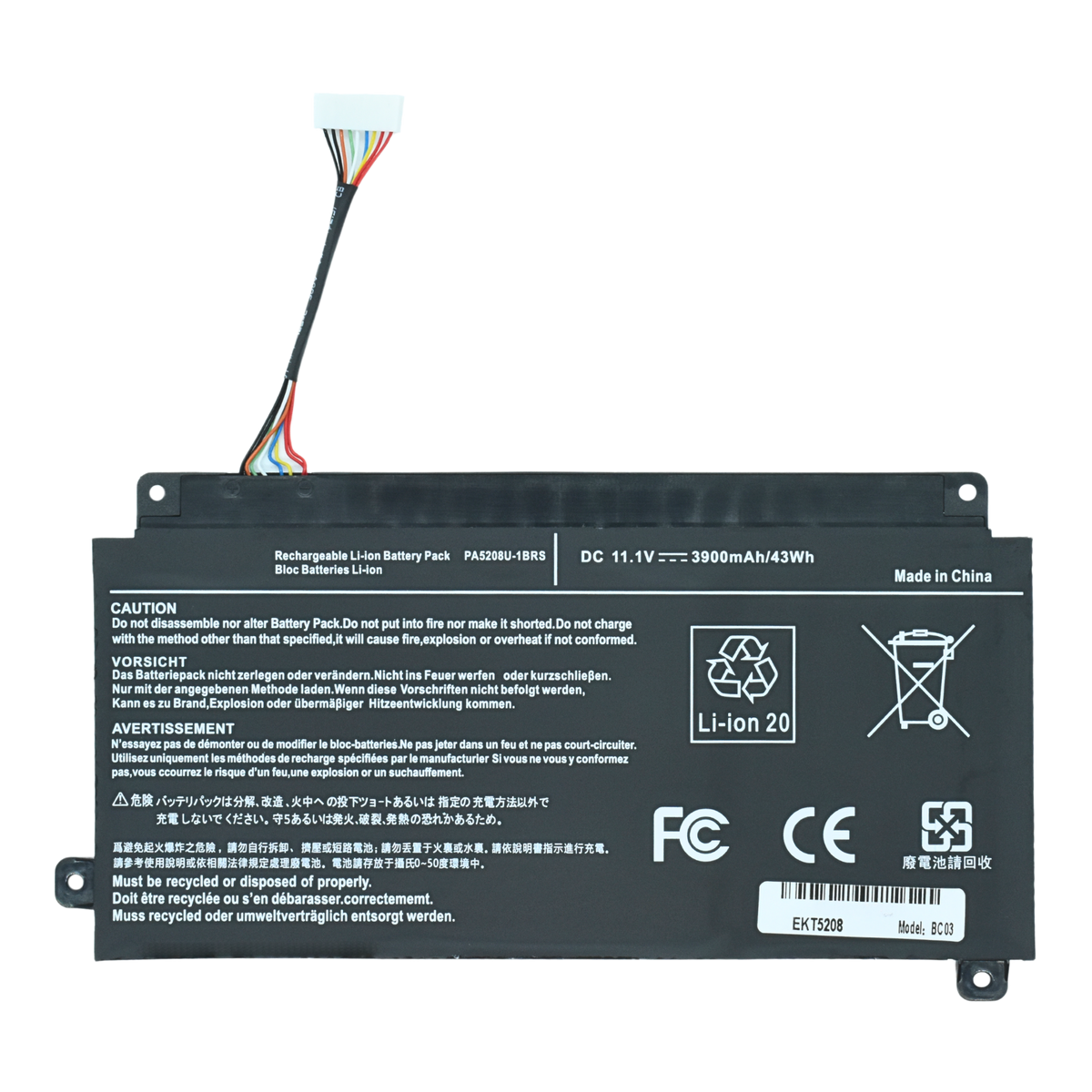EKT5208 Bateria Interna (P) 11.1V para Toshiba Chromebook CB35 CB35-B3340 CB35-B3330 Satellite E45W P55W E45W-C4200 series P55W-C PA5208U-1BRS - Tecnología AltérCo