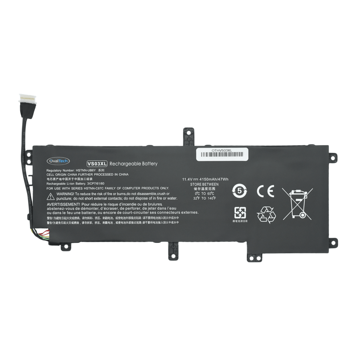 OTHVS03XL Batería 11.55V 52Wh/4350mAh para HP Envy 15 15-AS series VS03XL Marca OvalTech