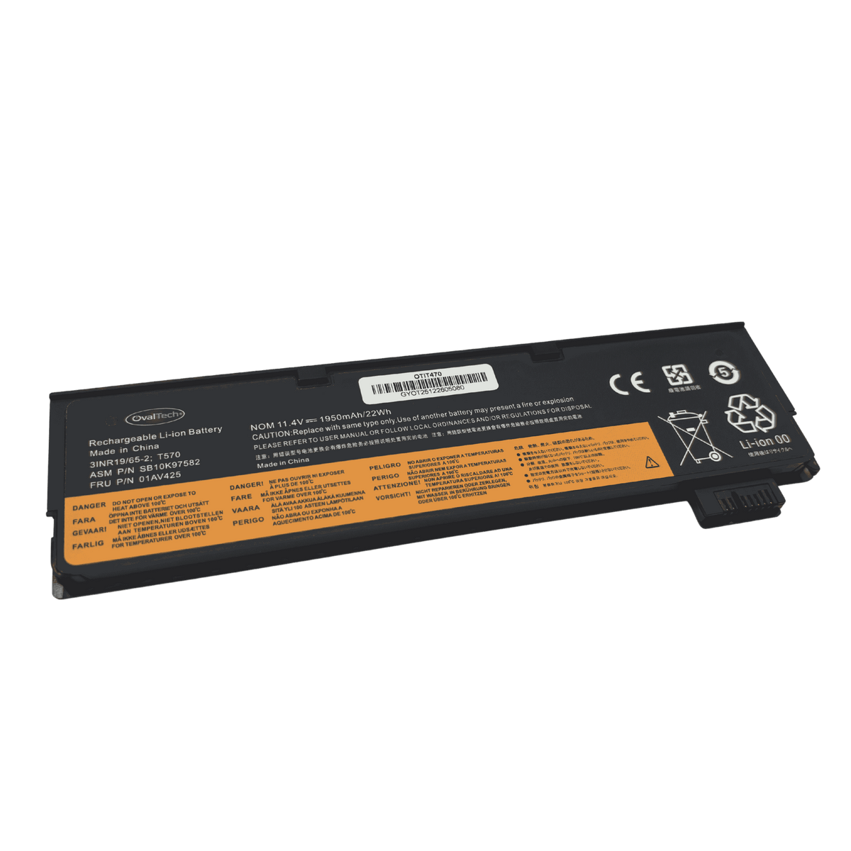 OTIT470 Bateria 11.4V / 2200mah para Lenovo ThinkPad A475 A485 T470 T570 T480 T580 P51S P52S TP25 Series 01AV422 01AV423 Marca Ovaltech