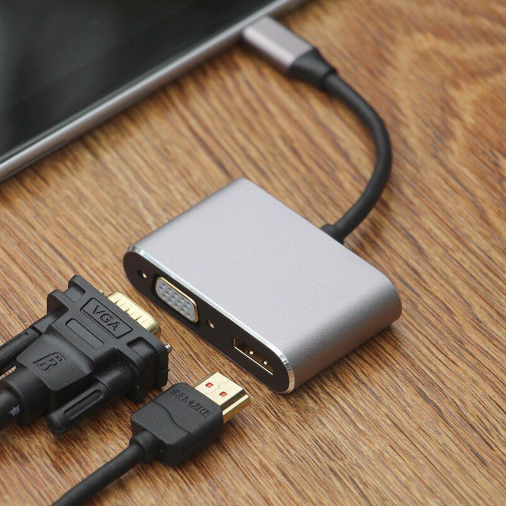 TYC-010 Adaptador HUB Tipo C con Puertos VGA / HDMI