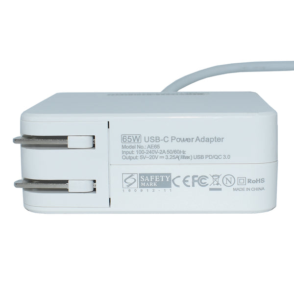 Cargador USB C, MANTO 65W 3 en 1 GaN USB C cargador rápido con PD y QC3.0,  adaptador de corriente de viaje USB con enchufe Reino Unido EE. UU. UE para