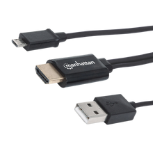 151498 Cable Manhattan Micro USB 5-pin - HDMI, con USB A para AlimentaciÇ?Ǭn, Negro
