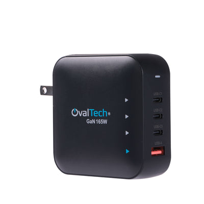 OV-G165W Adaptador de Corriente GaN 165W con PD Sin Cables (3x USB C + 1x USB A) marca Ovaltech