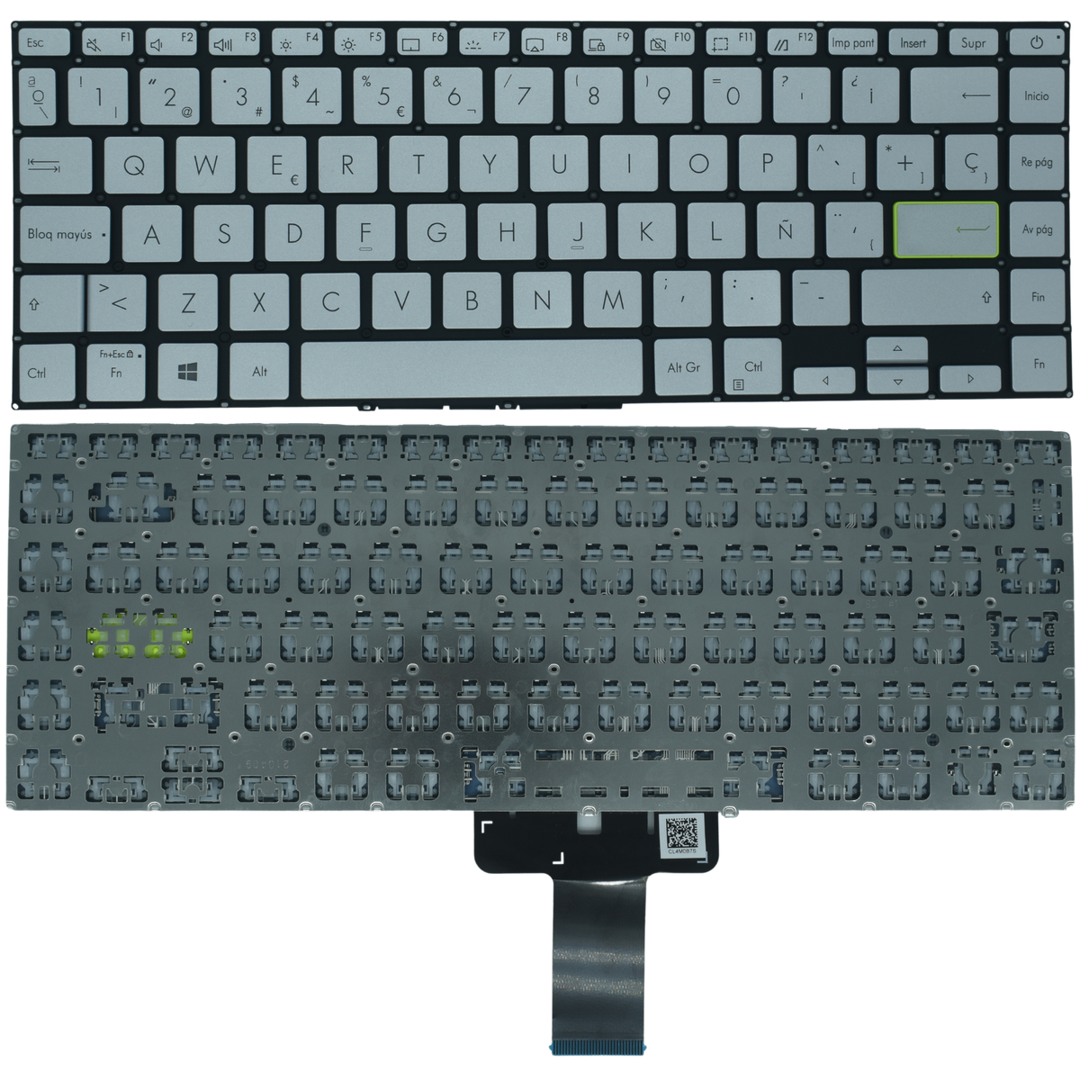 TEC129 Teclado color Negro (SP) par Asus VivoBook S14 S433 S433EA S433EQ S433FL S433FA S433JQ X421 PLATA