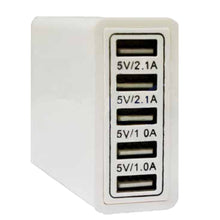 Cargadores Multipuertos USB 5USB-BLANCO Cargador USB de 5 puertos 40W/8A para Celulares y Tablets en color Blanco