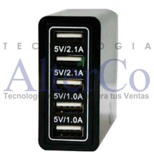 Cargadores Multipuertos USB 5USB-NEGRO Cargador USB de 5 puertos 40W/8A para Celulares y Tablets en color Negro