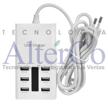 Cargadores Multipuertos USB 6USBD-BLANCO Cargador USB de 6 puertos 30W para Celulares y Tablets en color Blanco