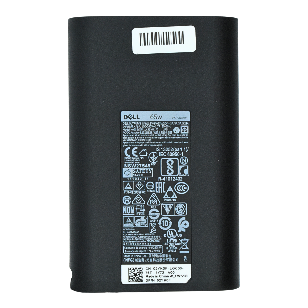 AO-DE65WC Adaptador Original 65W para DELL 20V 3.25A TIPO C / USB C JYJNW ADP-65TD *NO INCLUYE CABLE DE CORRIENTE* - Tecnología AltérCo