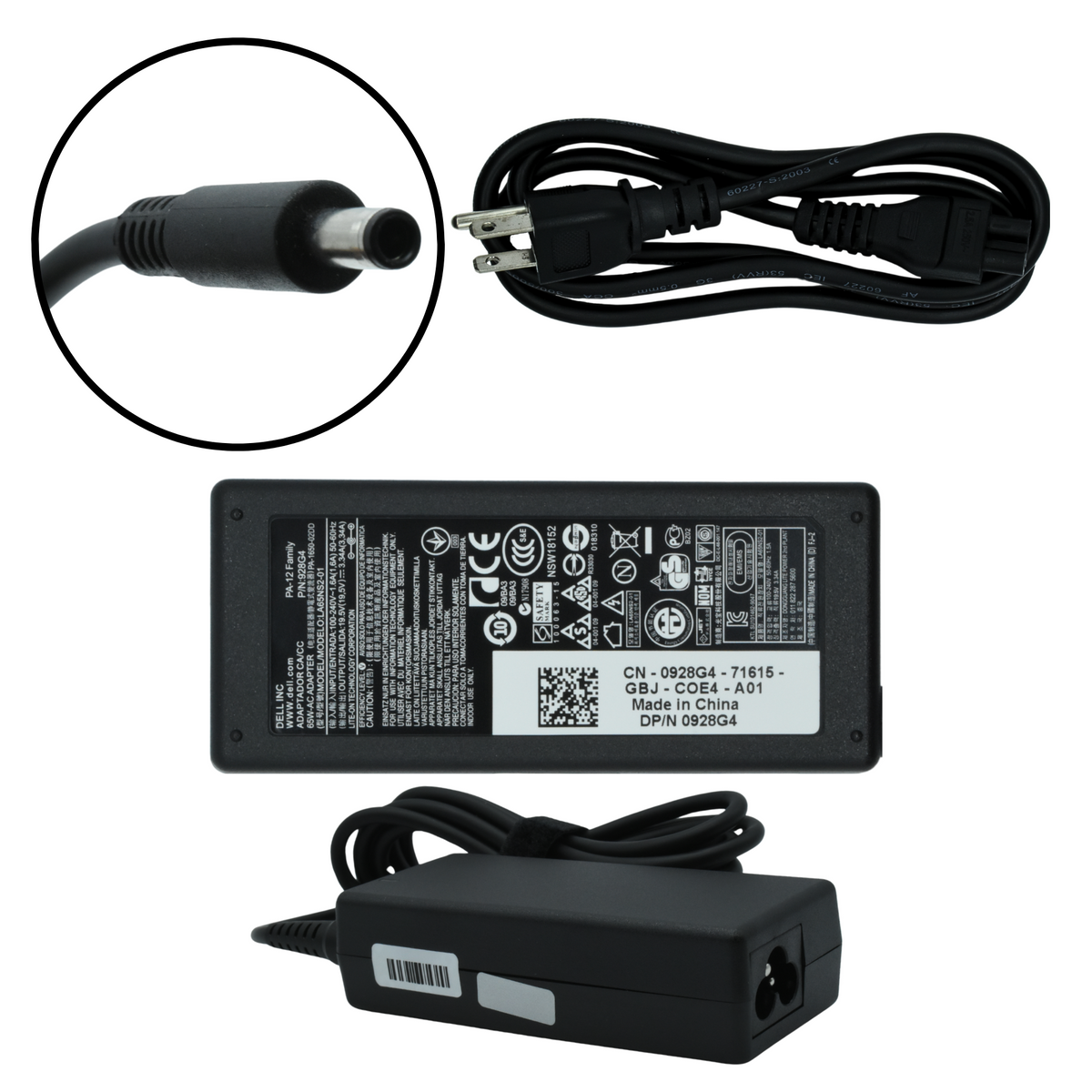 AO-DE65W Adaptador Original 65W para DELL 19.5V 3.34A (4.5X3.0) L6D 5NW44 332-0971 *NO INCLUYE CABLE DE CORRIENTE* - Tecnología AltérCo
