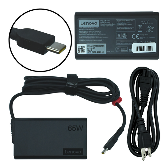 AO-LE65WC Adaptador Original 65W para Lenovo 20V 3.25A (Tipo C) SA10M13945 ADLX65CLGU2A (CUADRADO)