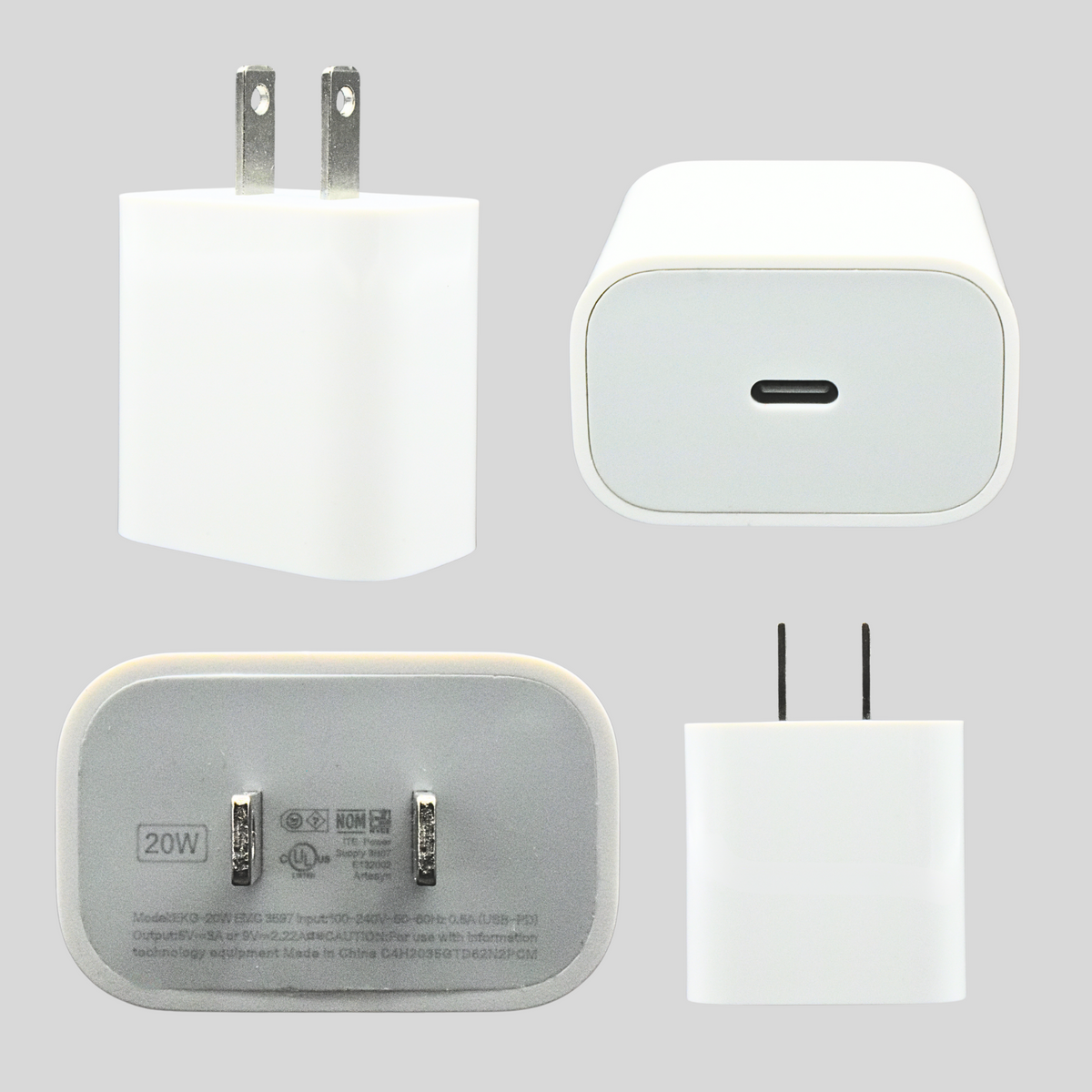 EKG-20W Cargador de Pared PD GaN 20W de puerto Tipo USB C