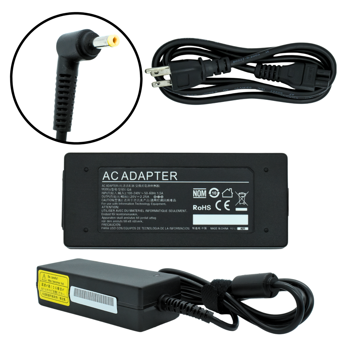 EK-G8 Adaptador de Corriente 45W 20V/2.25A (4.0*1.7) RECTANGULAR Marca EKO - Tecnología AltérCo