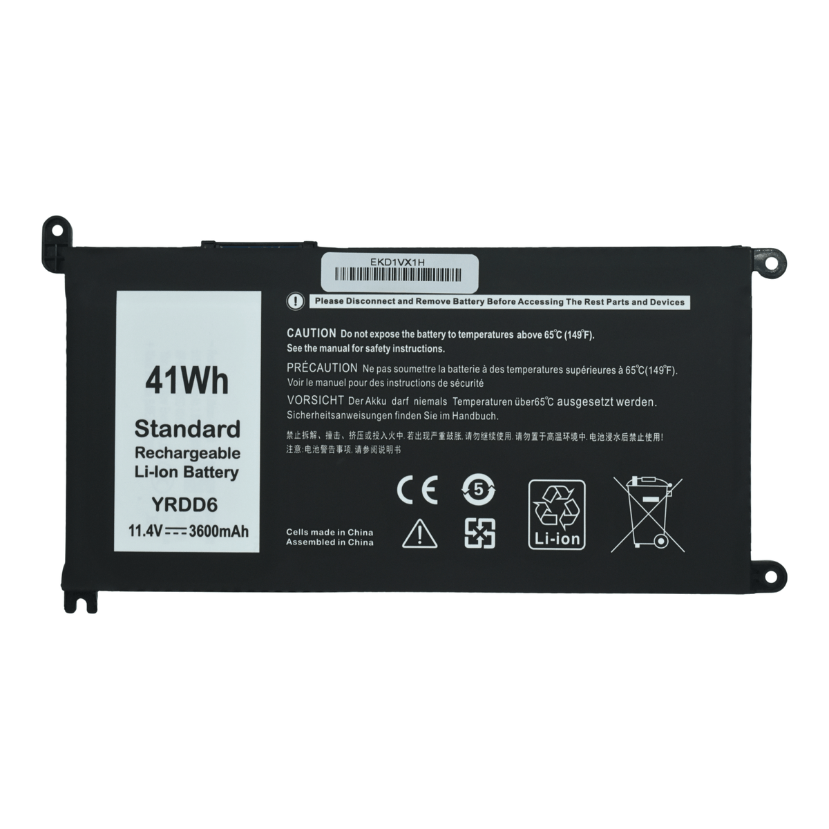 EKD1VX1H Bateria 11.4V para Dell Inspiron 7586 3583 3493 5482 5485 5481 5593 5491 5591 3310 5594 5585 3582 3584 3593 5493 5480 5598 3793 Vostro 3491 5581 1VX1H YRDD6 - Tecnología AltérCo