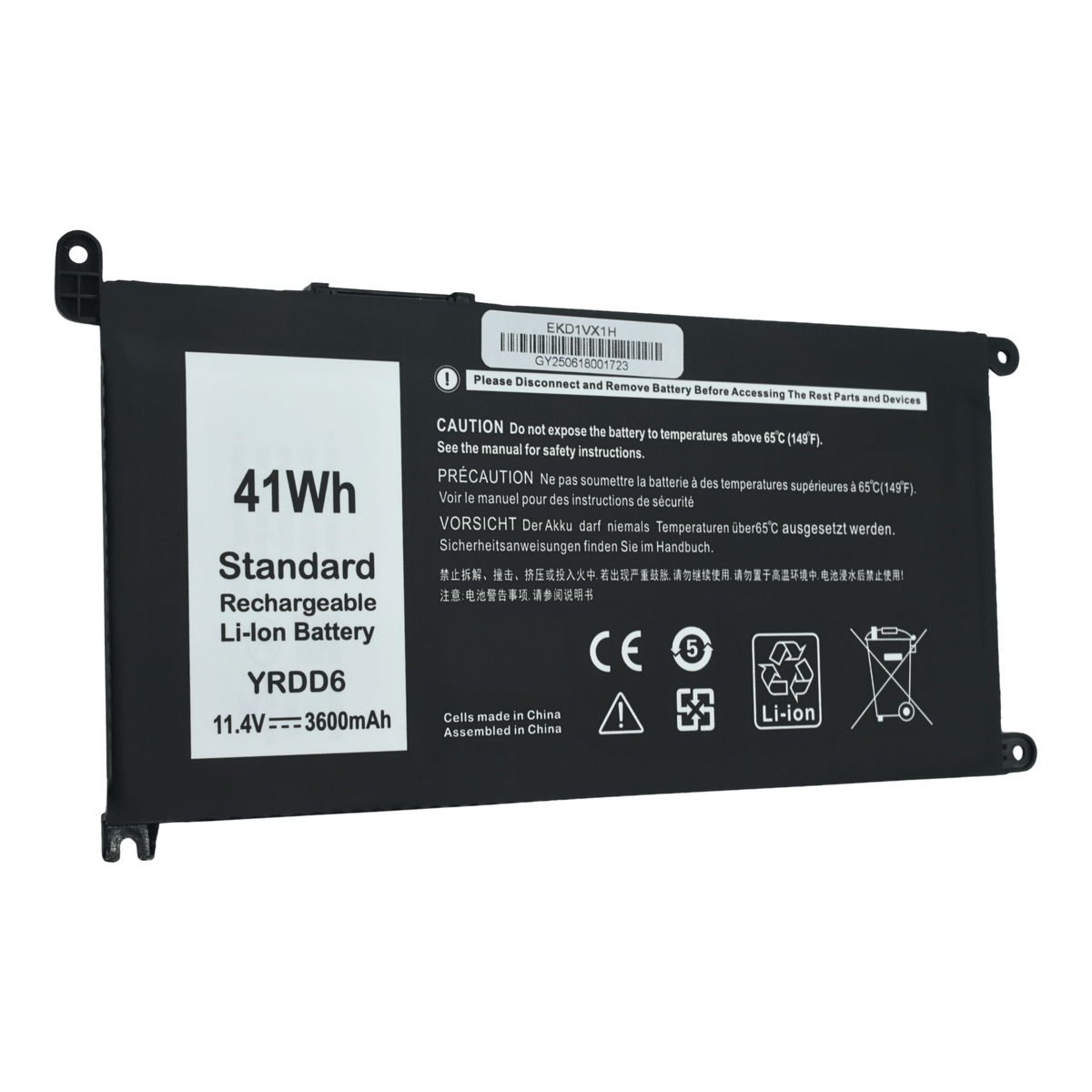 EKD1VX1H Bateria 11.4V para Dell Inspiron 7586 3583 3493 5482 5485 5481 5593 5491 5591 3310 5594 5585 3582 3584 3593 5493 5480 5598 3793 Vostro 3491 5581 1VX1H YRDD6 - Tecnología AltérCo