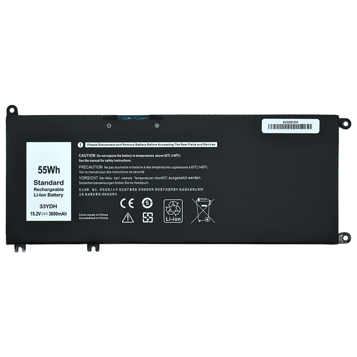 EKD33YDH Bateria Interna (P) 15.2V para Dell Inspiron 7577 7000 7773 7778 7779 7786 33YDH - Tecnología AltérCo