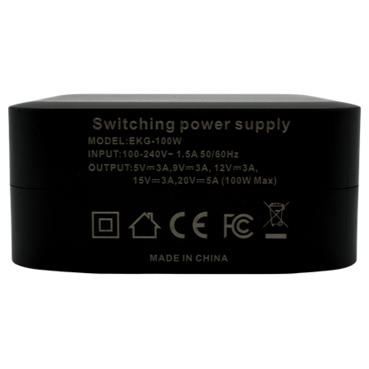 EKG-100W Cargador de Pared GaN PD 100W 2.5A / 5V 3A/9V Tipo USB C