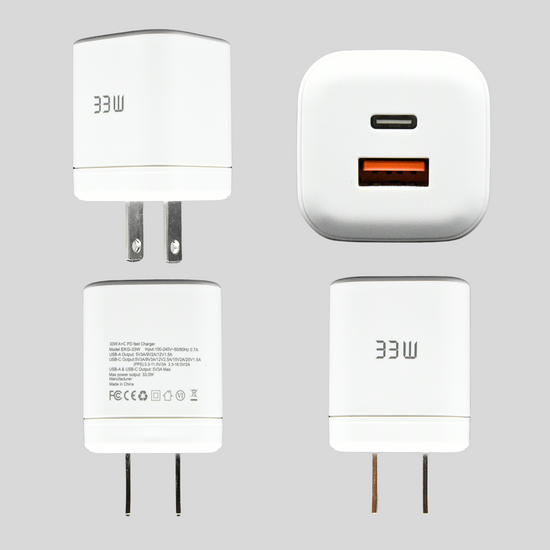 EKG-33W Cargador de Pared PD GaN 33W de 2 Puertos 1x Tipo USB C 1x USB A - Código: EKG-33W | Compra en Guadalajara