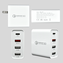 EKG-48W Cargador de Pared PD GaN 48W de 4 Puertos 1x Tipo USB C + 3x USB A