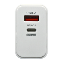 EKG-67W Cargador de Pared GaN 67W 2 Puertos Tipo USB C + USB A - Tecnología AltérCo