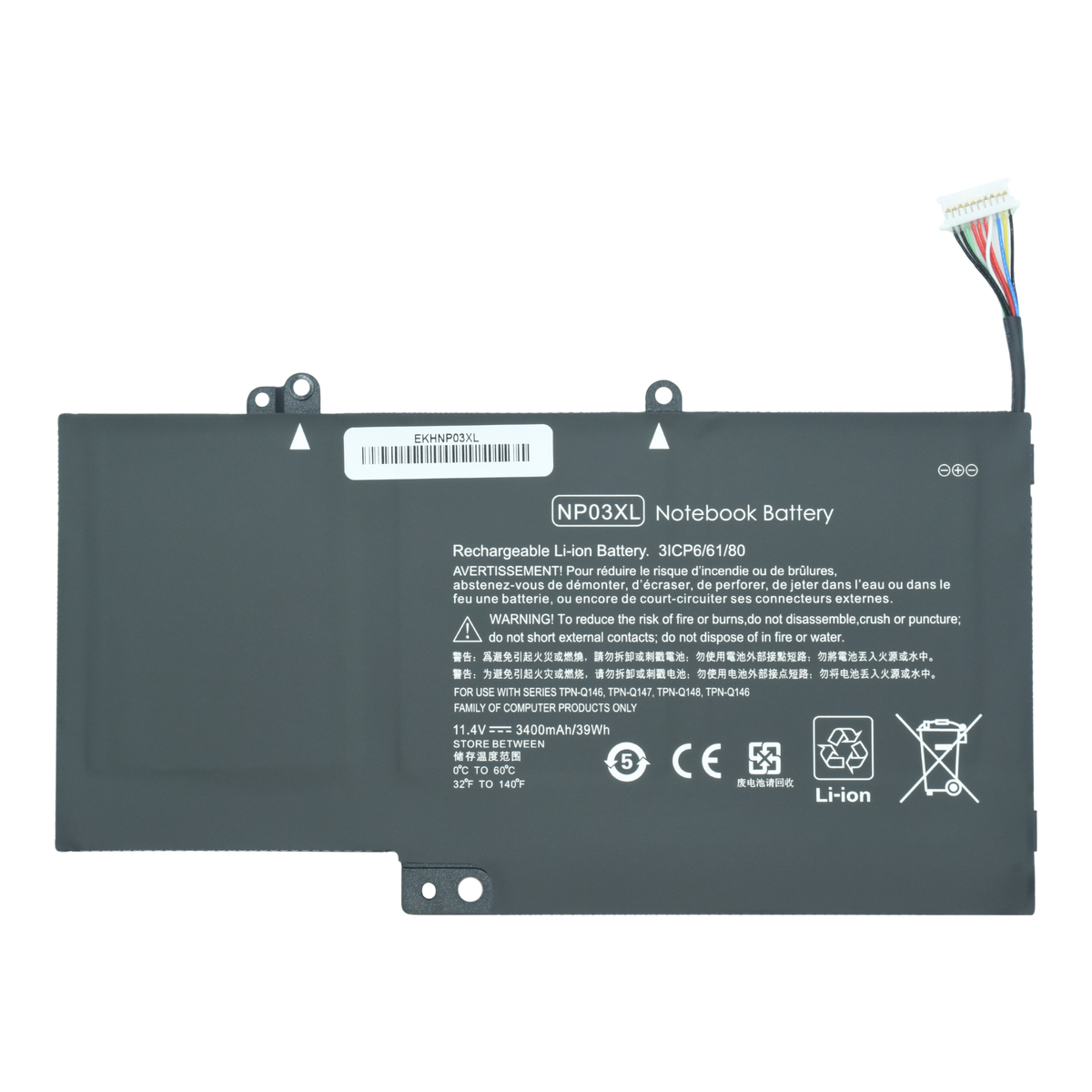 EKHNP03XL Bateria Interna (P) 11.4V para HP Pavilion X360 Series NP03XL HSTNN-LB6L 760944-421 - Tecnología AltérCo