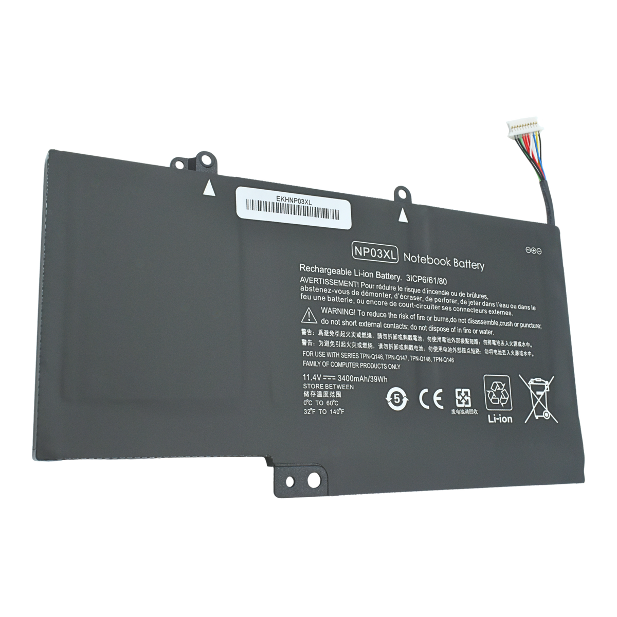 EKHNP03XL Bateria Interna (P) 11.4V para HP Pavilion X360 Series NP03XL HSTNN-LB6L 760944-421 - Tecnología AltérCo