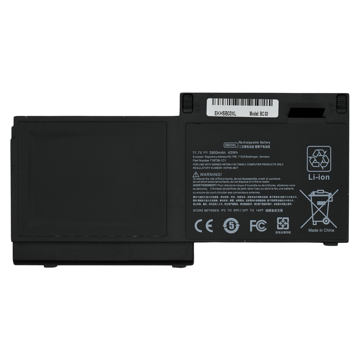 EKHSB03XL Bateria Interna para HP EliteBook 720 G1 , 720 G2 , 725 G2 , 755 G3  Elitebook 820 ,820 G1 , 820 G2 SB03XL - Tecnología AltérCo