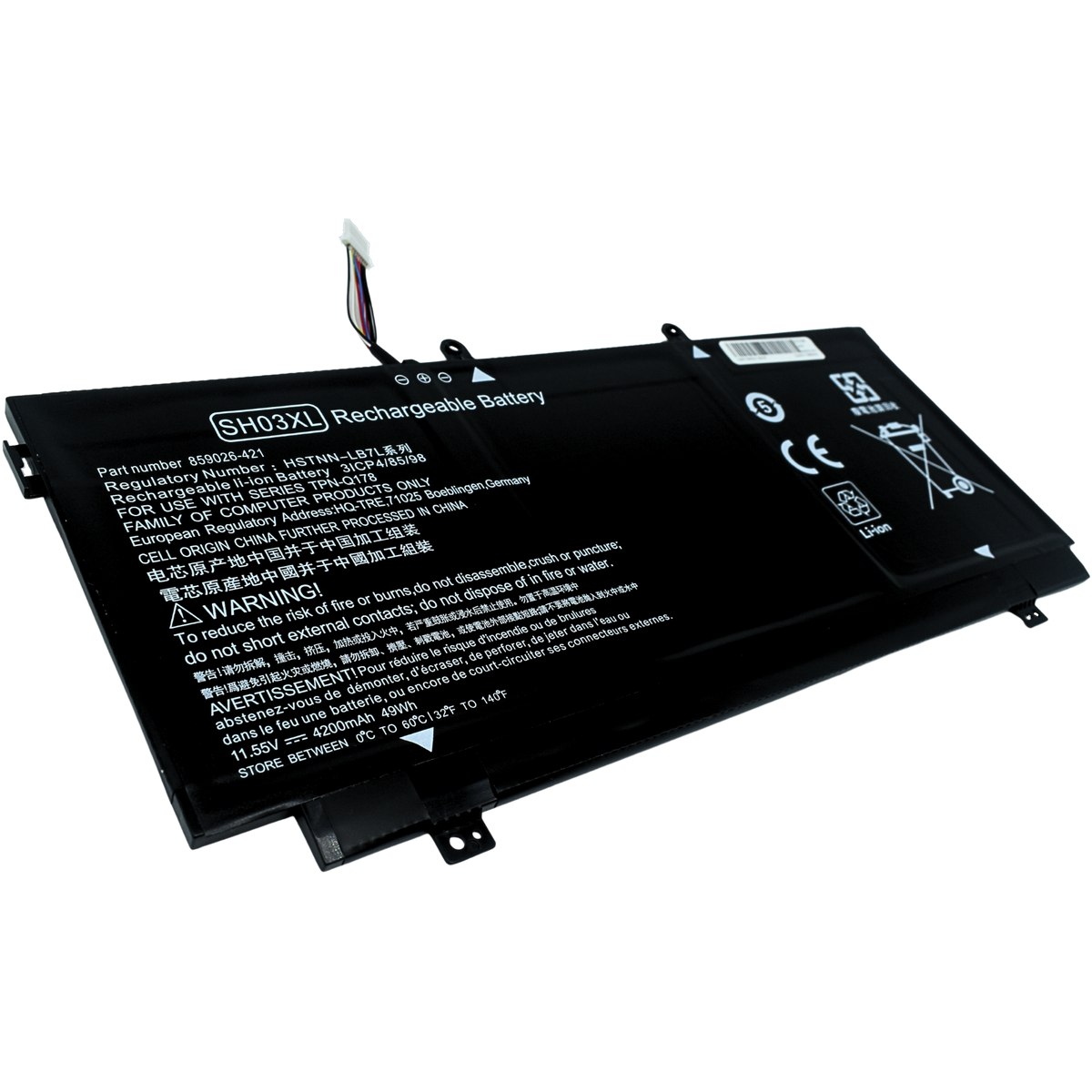 EKHSH03XL Bateria 11.55V para HP Spectre X360 AC033DX W013DX Series SH03XL