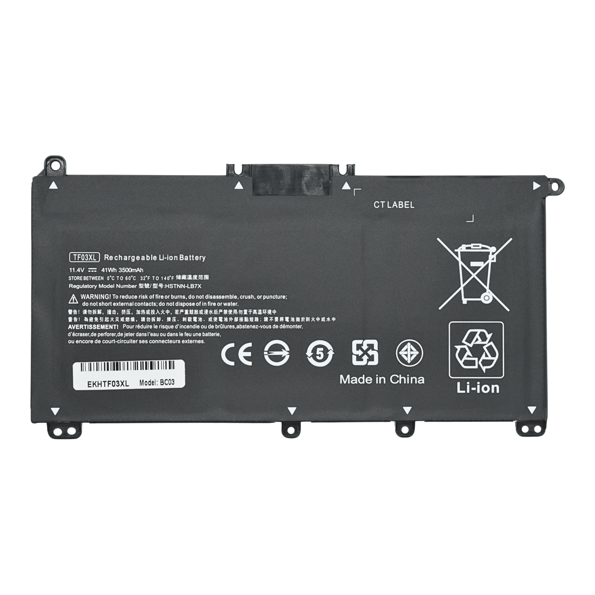 EKHTF03XL Bateria Interna (P) 11.55V para HP Pavilion 15-CC Series 15-CD Series 17-AR Series TF03XL - Tecnología AltérCo