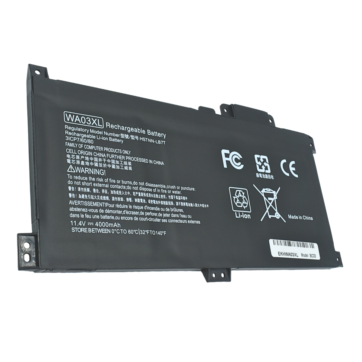 EKHWA03XL Bateria 11.4V 48.01Wh / 4212mAh para HP Pavilion X360 14-BA 15-BK 15-BR 15-BR001TX Series WA03XL