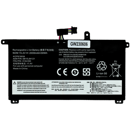 EKI01AV493  Bateria Interna (P) 15.2V para Lenovo ThinkPad T570 T580 P51S P52S Series 00UR891 01AV493