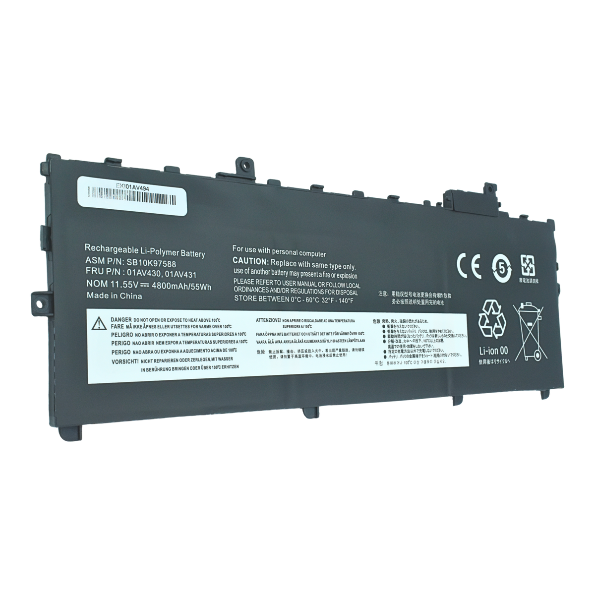 EKI01AV494 Bateria 11.58V para Lenovo ThinkPad X1 Carbon 5th Gen 2017, ThinkPad X1 Carbon 6th Gen 2018 Series 01AV494
