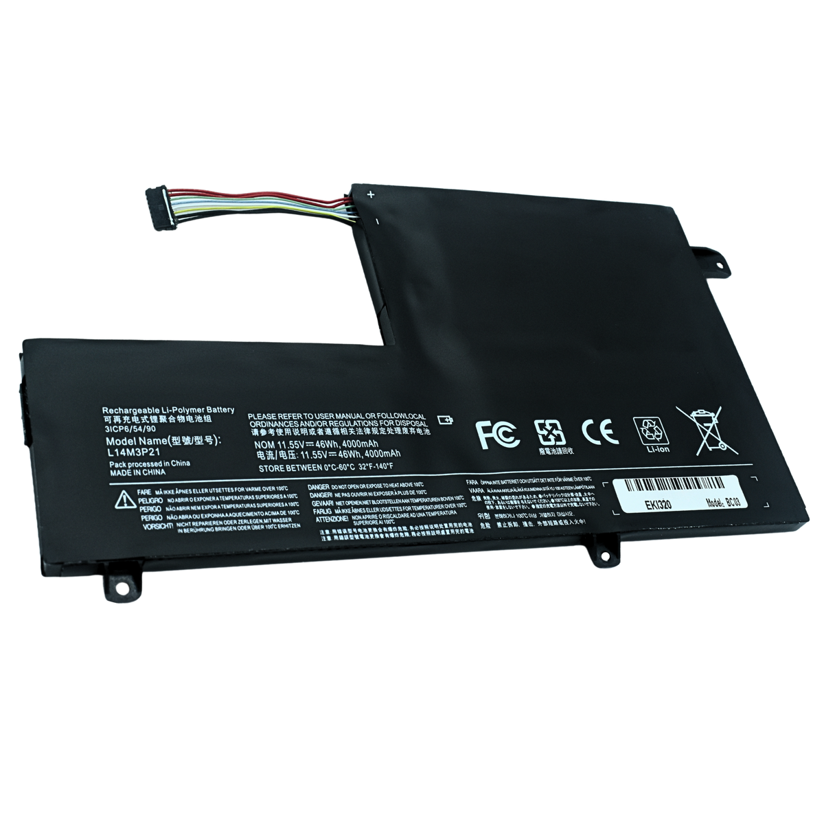 EKI320 Bateria 11.55V 46Wh 4000mAh para Lenovo Flex 3-1470 3-1480 14IBD 500-14IHW 500-14ISK 500-15IBD L14M3P21 L14L3P21 - Tecnología AltérCo
