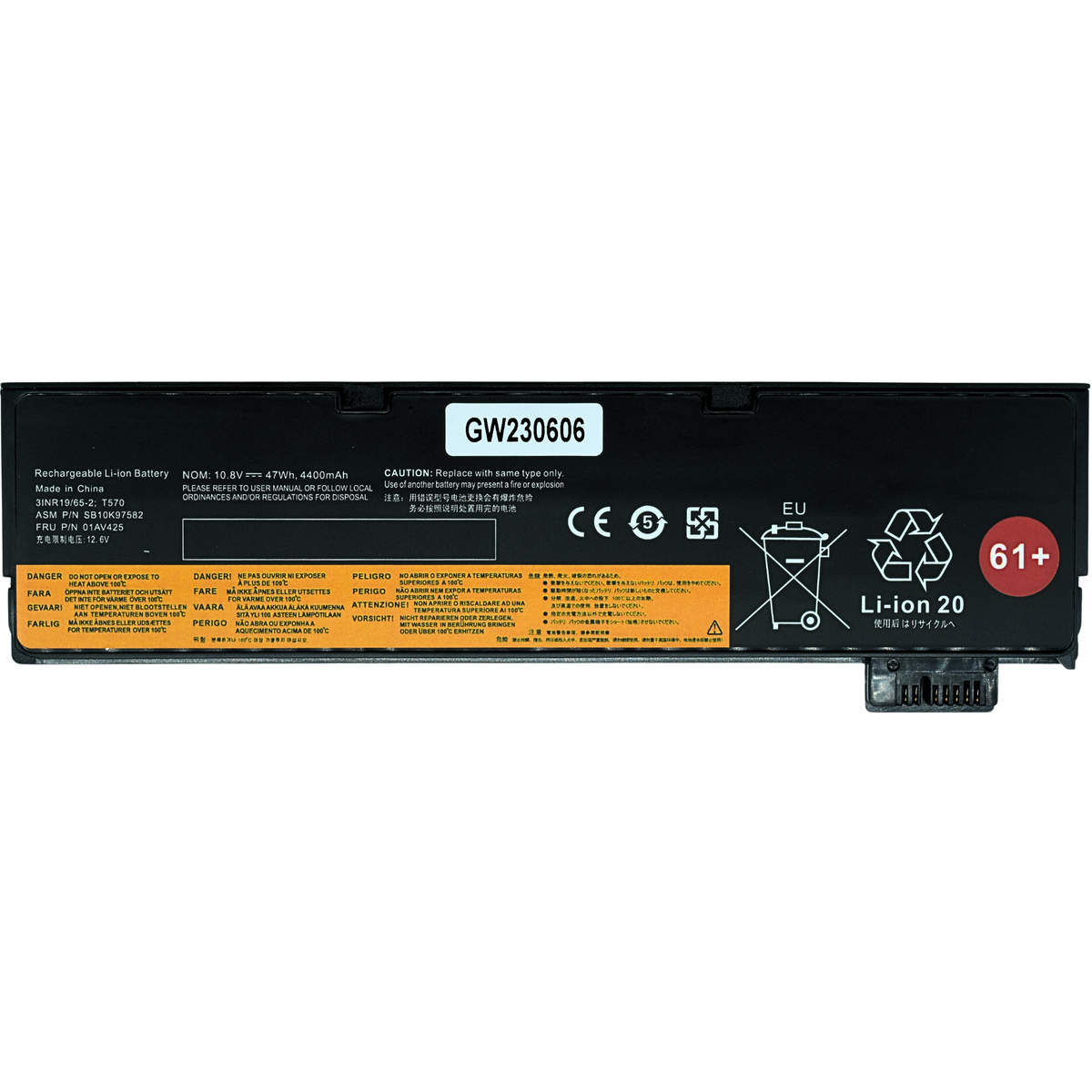 EKIT470 Bateria 11.4V / 2200mah para Lenovo ThinkPad A475 A485 T470 T570 T480 T580 P51S P52S TP25 Series 01AV422 01AV423 - Tecnología AltérCo
