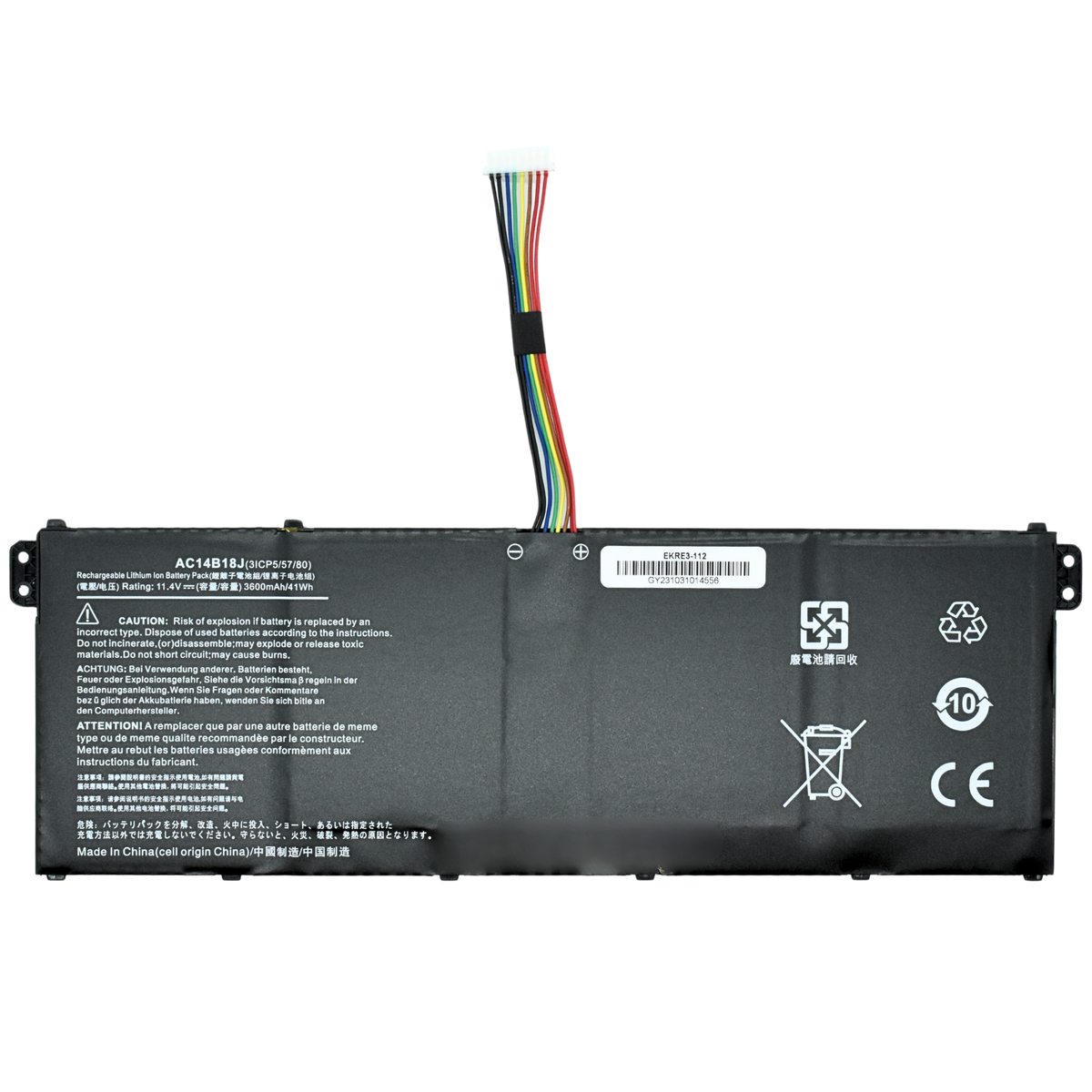 EKRE3-112 Bateria 11.4V para Acer Aspire E3-112M E3-721 E5-771 E5-771G ES1-311 ES1-511 ES1-512 AC14B18J AC14B3K AC14B13J - Tecnología AltérCo