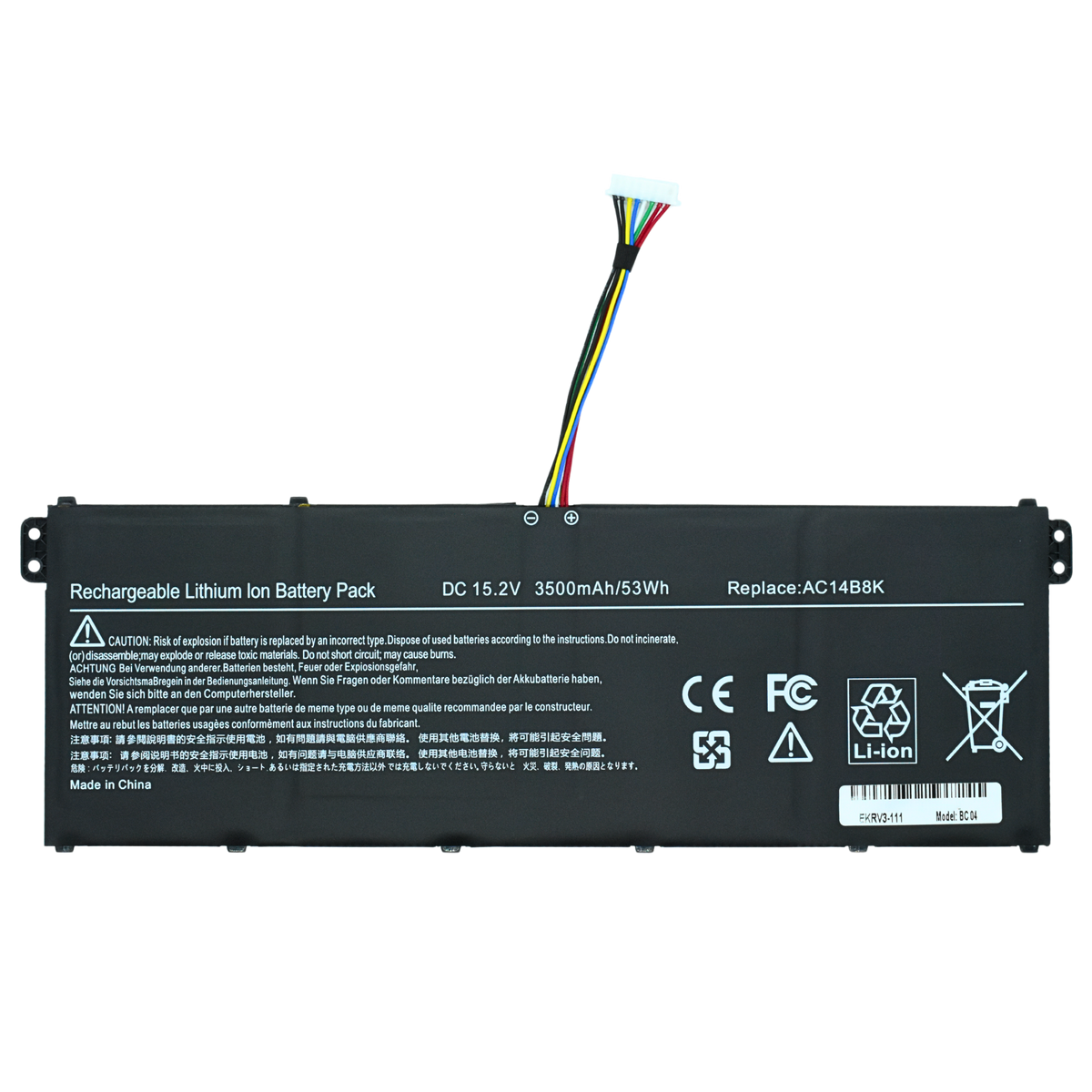 EKRV3-111 Bateria Interna (P) 15.2v para Acer Aspire ES1-511 V3-111 V3-371 V5-132 E5-771G AC14B8K , AC14B3K - Tecnología AltérCo
