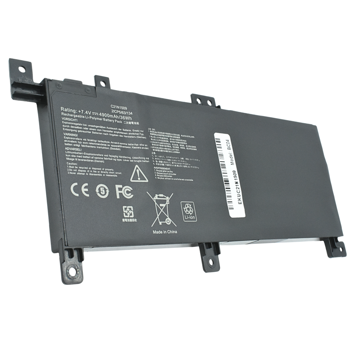 EKUC21N1509 Bateria 7.6V 38Wh para Asus Notebook A Series: A556 A556U, Asus Notebook X Series: X556UA - Tecnología AltérCo