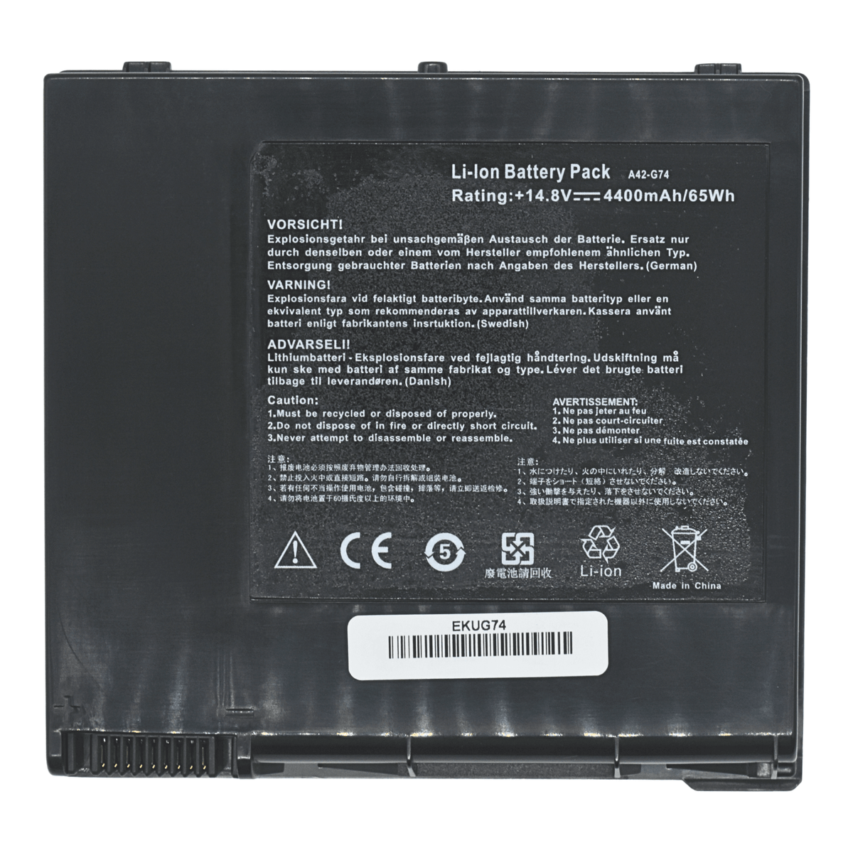 EKUG74 Bateria 14.4V/4400mAh/63Wh para ASUS G74SX G74S G74JH G74SW G74 G74J LC42SD128 A42-G74