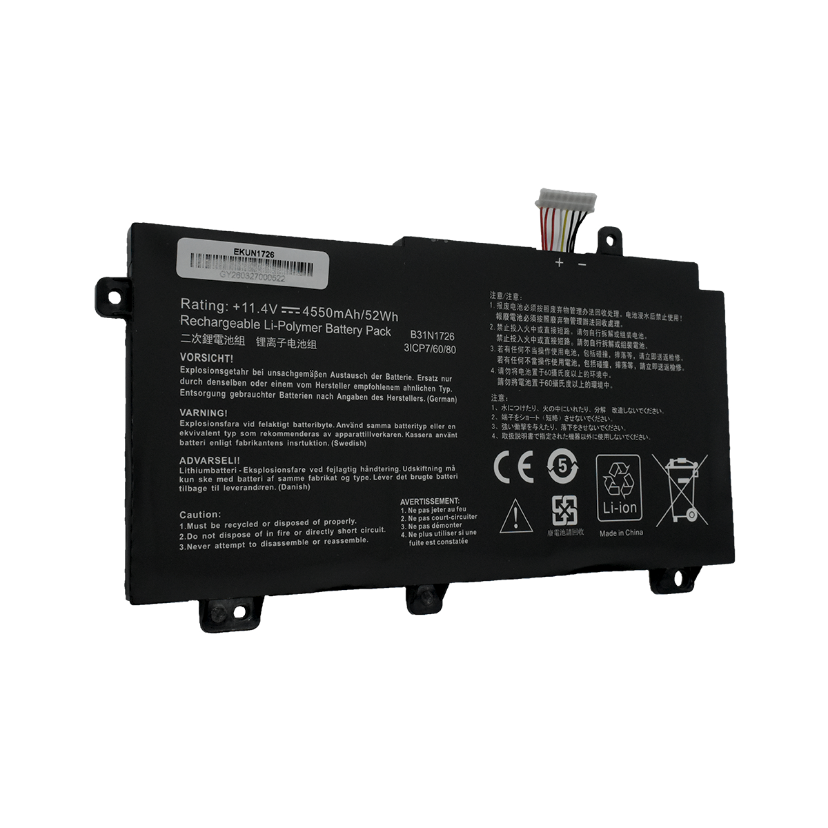 EKUN1726 Bateria 11.4V 4550mAh para ASUS FX86 FX86FE FX86FM FX80 FX80G FX80GD FX80GE FX80GM TUF Gaming B31N1726 - Tecnología AltérCo