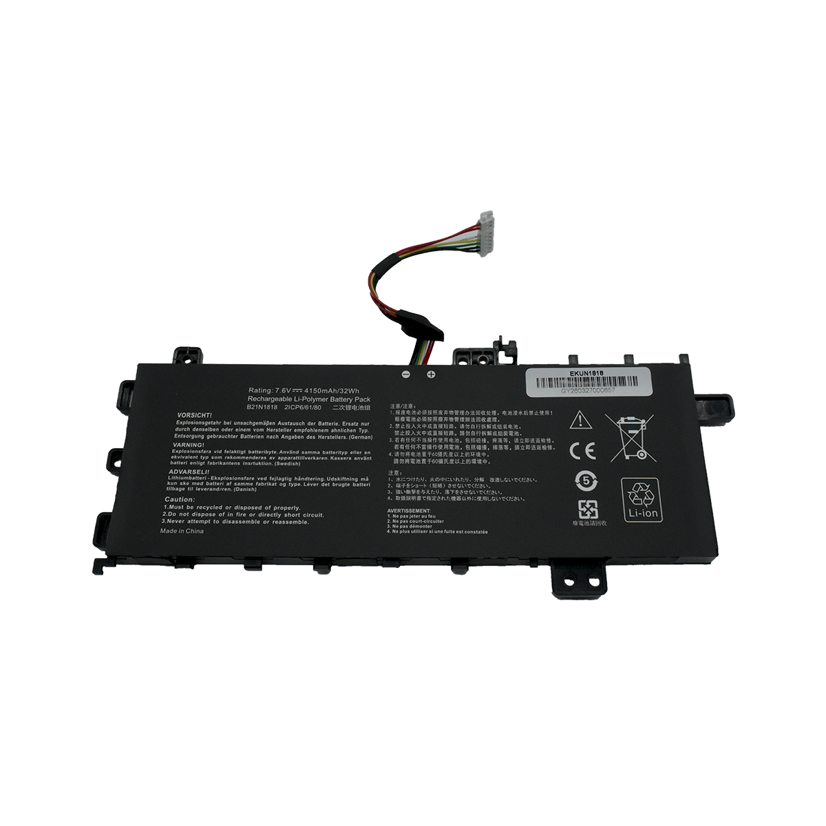 EKUN1818 Bateria 7.6V 4150mAh para Asus Vivobook 17 X712 X712FA A712 D712 F712 K712 M710 M712 P1701 B21N1818 C21N1818-1 - Tecnología AltérCo