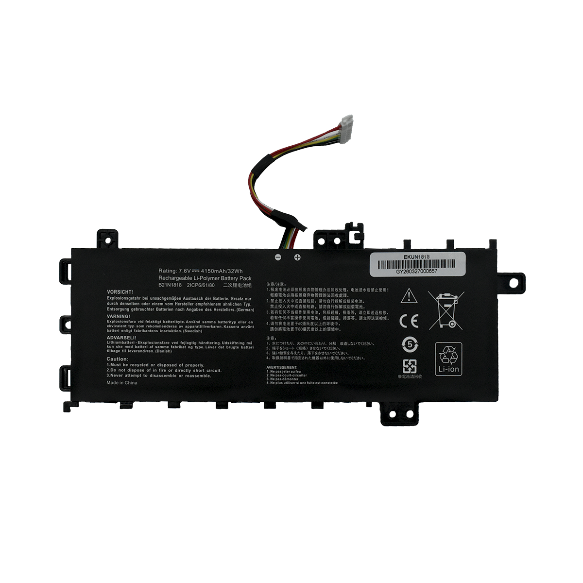 EKUN1818 Bateria 7.6V 4150mAh para Asus Vivobook 17 X712 X712FA A712 D712 F712 K712 M710 M712 P1701 B21N1818 C21N1818-1 - Tecnología AltérCo