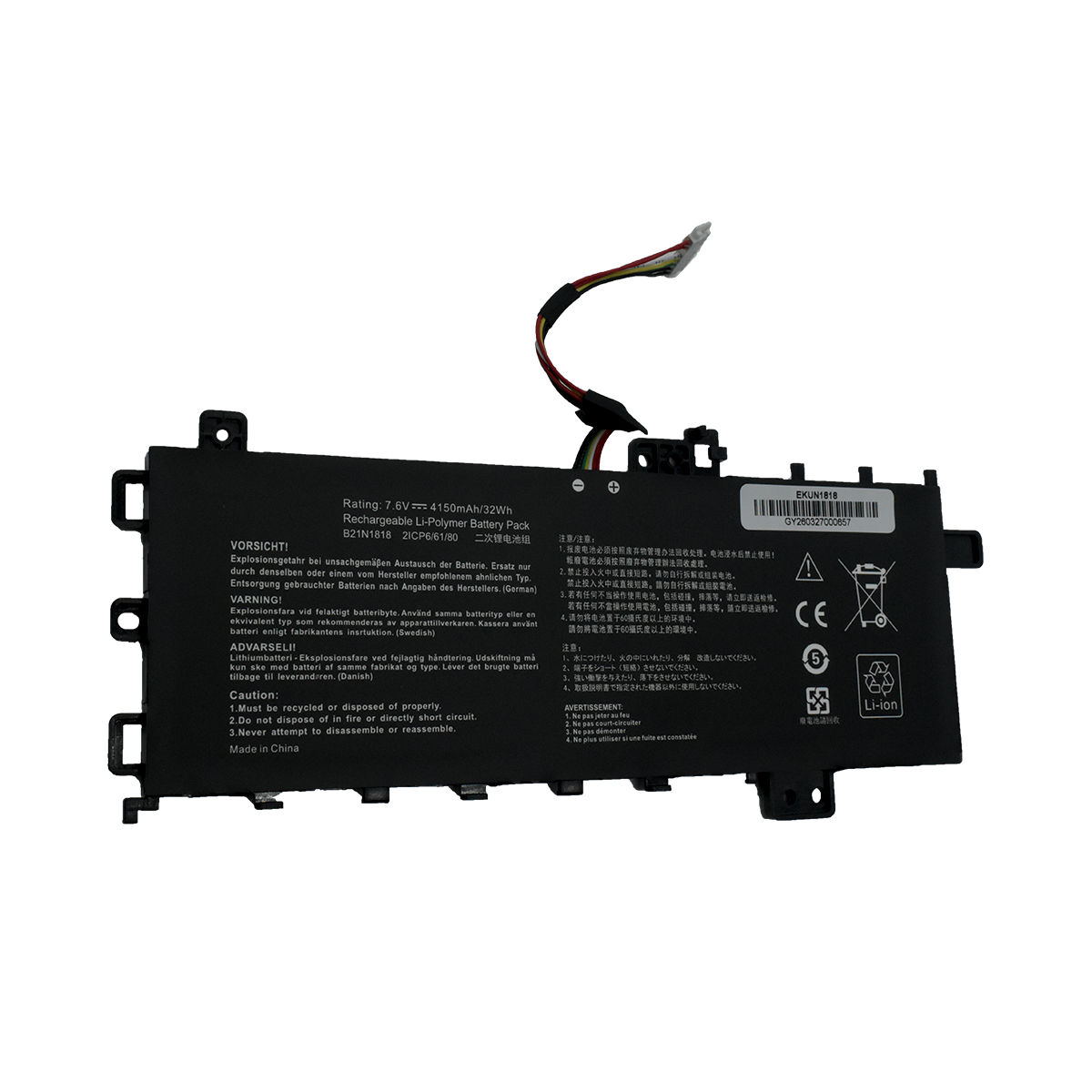 EKUN1818 Bateria 7.6V 4150mAh para Asus Vivobook 17 X712 X712FA A712 D712 F712 K712 M710 M712 P1701 B21N1818 C21N1818-1 - Tecnología AltérCo