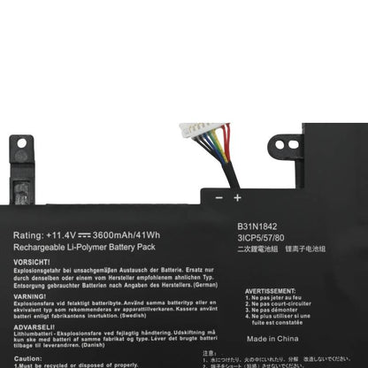 EKUN1842 Bateria 11.4V 3600mAh para ASUS VivoBook S15 X513EA X513EP X513EQ X531F X531FA B31N1842 0B200-03440000