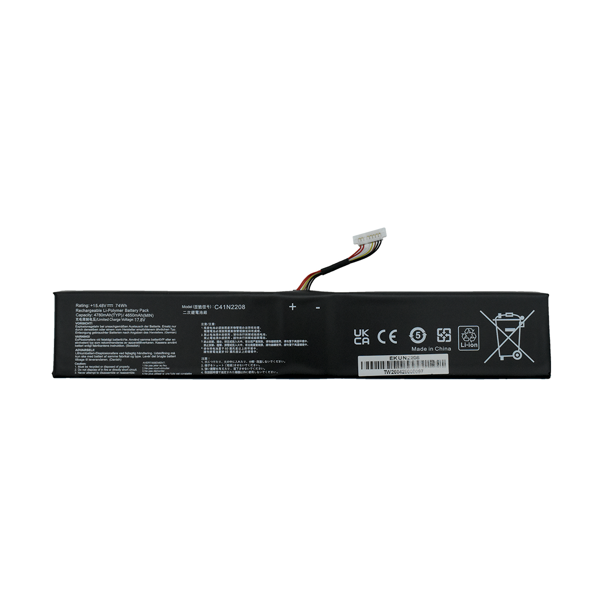EKUN2208 Bateria 15.48V 74Wh para Asus RC71L PC71L NR2301L (2023) Gaming Handheld Series HBFVG C41N2208 - Tecnología AltérCo