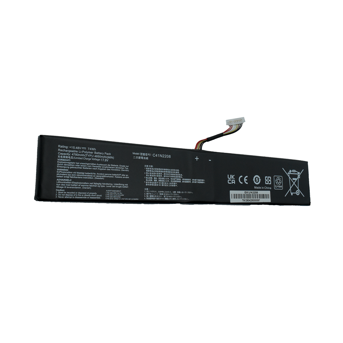 EKUN2208 Bateria 15.48V 74Wh para Asus RC71L PC71L NR2301L (2023) Gaming Handheld Series HBFVG C41N2208 - Tecnología AltérCo