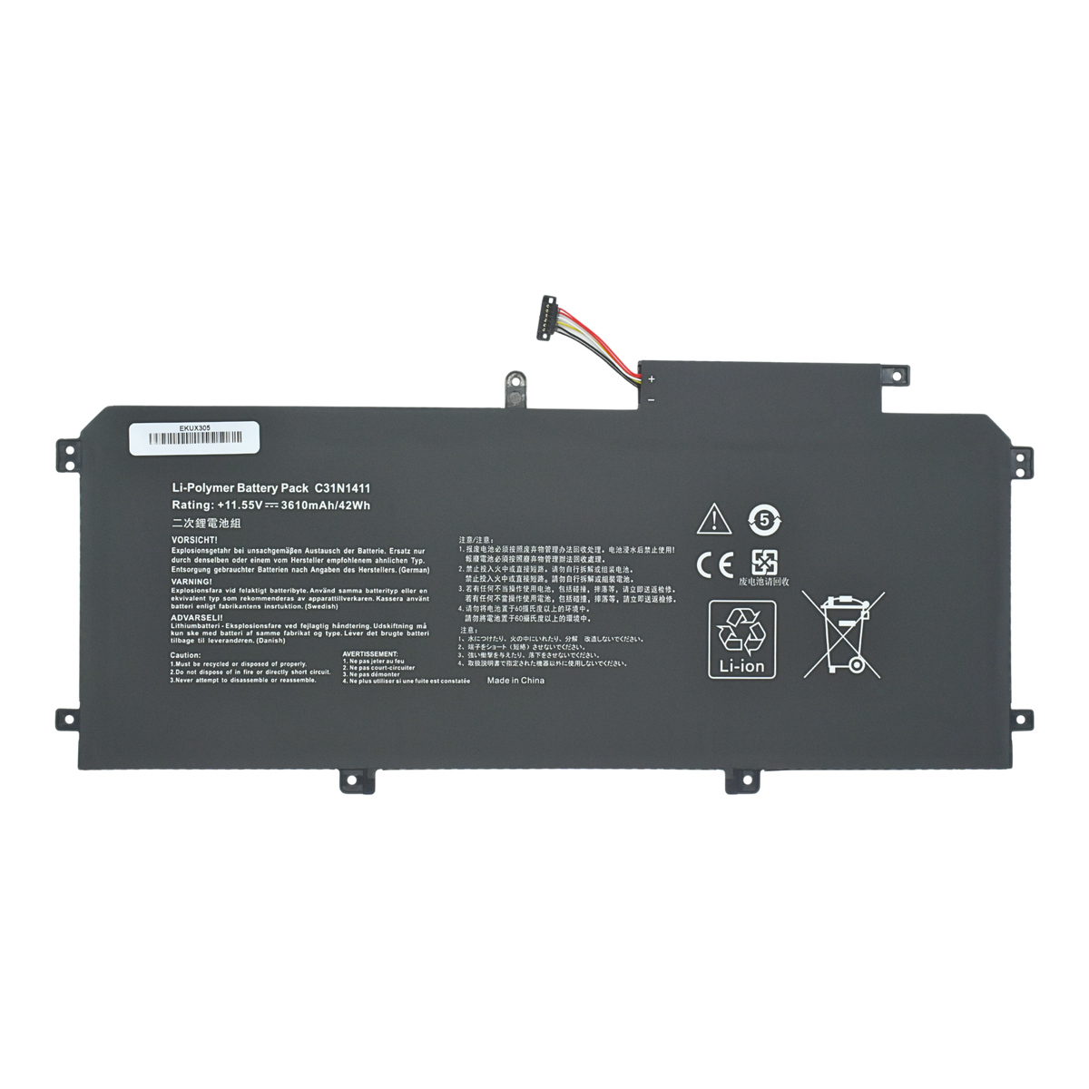 EKUX305 Bateria 11.4V  para ASUS ZenBook UX305 UX305F UX305FA UX305C UX305CA U305 U305F U305FA U305UA U305CA U305LA Series C31N1411