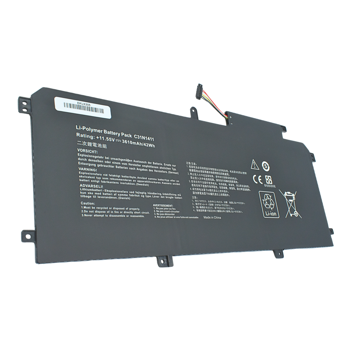 EKUX305 Bateria 11.4V  para ASUS ZenBook UX305 UX305F UX305FA UX305C UX305CA U305 U305F U305FA U305UA U305CA U305LA Series C31N1411