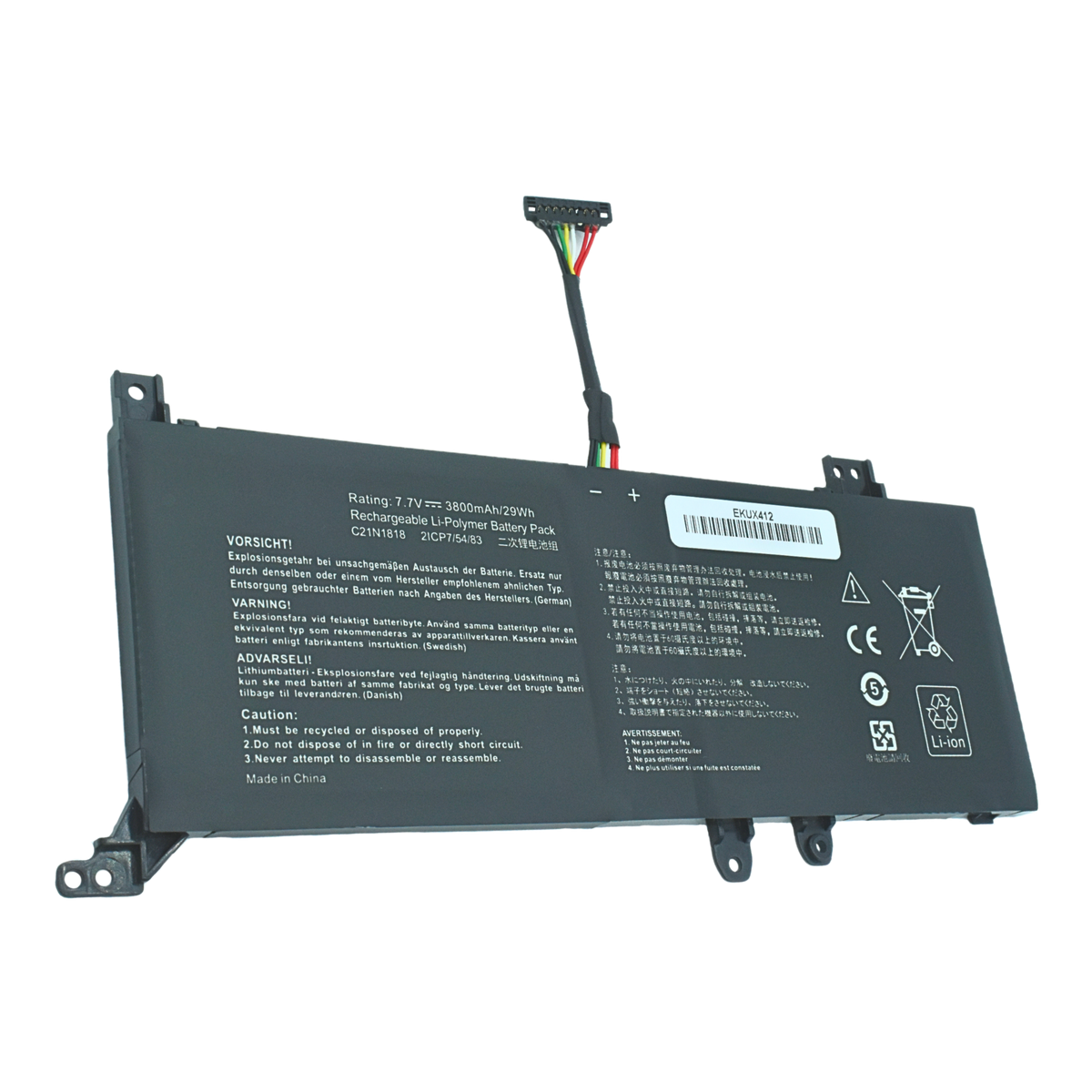 EKUX412 Bateria 7.6V 32Wh/4050mAh para ASUS VivoBook 14 F412DA X412FJ F412FJ A412FA F412FA F412UA X412FA X412FL X412UA X412UB X412UF Series B21N1818 C21N1818 - Tecnología AltérCo